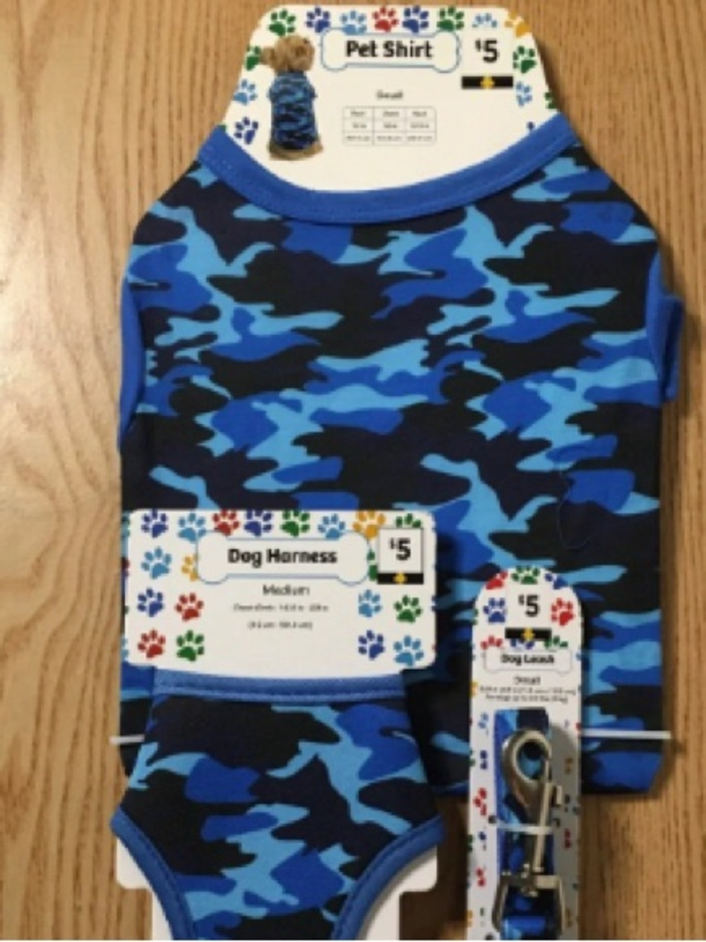 Blue Camouflage Kids Dog Harness & Leash Set